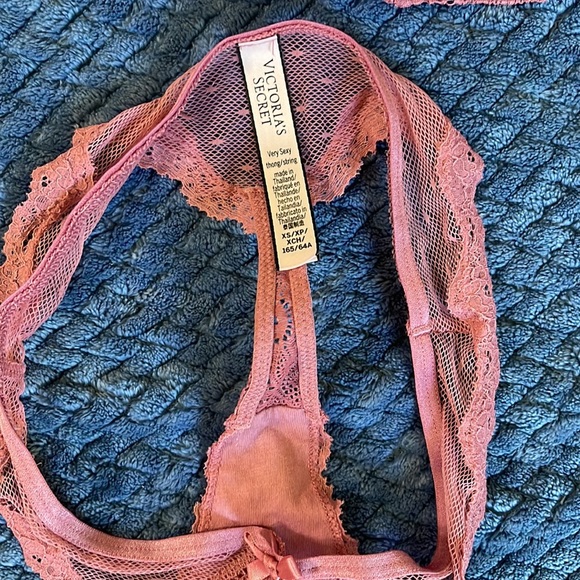 Victoria’s Secret 3 piece set long line bra bikini panties & thong 32C XS mauve - Picture 9 of 10